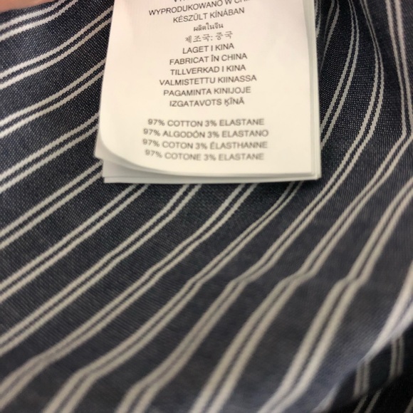 MICHAEL Michael Kors Blue And White Striped Dress Racer Back Belted Button Front - Picture 9 of 9